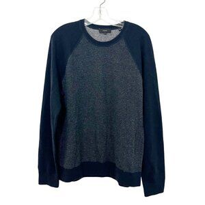 Vince Men's Birdseye Baseball Raglan Cashmere Sweater Navy Blue Size Large